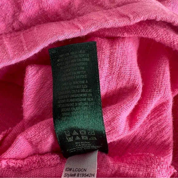 Lauren Ralph Lauren Pink Jersey Pajama Set - Lace Trim LRL Monogram Size - Picture 9 of 12